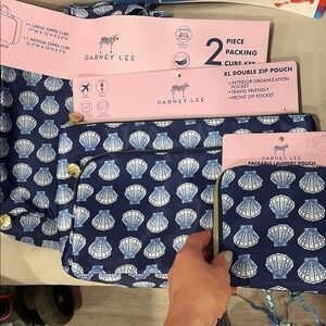 Dabney Lee Navy and White Shell Design Packing Pieces